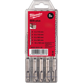 Бур Milwaukee SDS+ M2 (5/6 х110 и 6/8/10 x160) упак_5